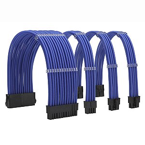 Kit Cabo Sleeved Azul 18AWG ATX Completo